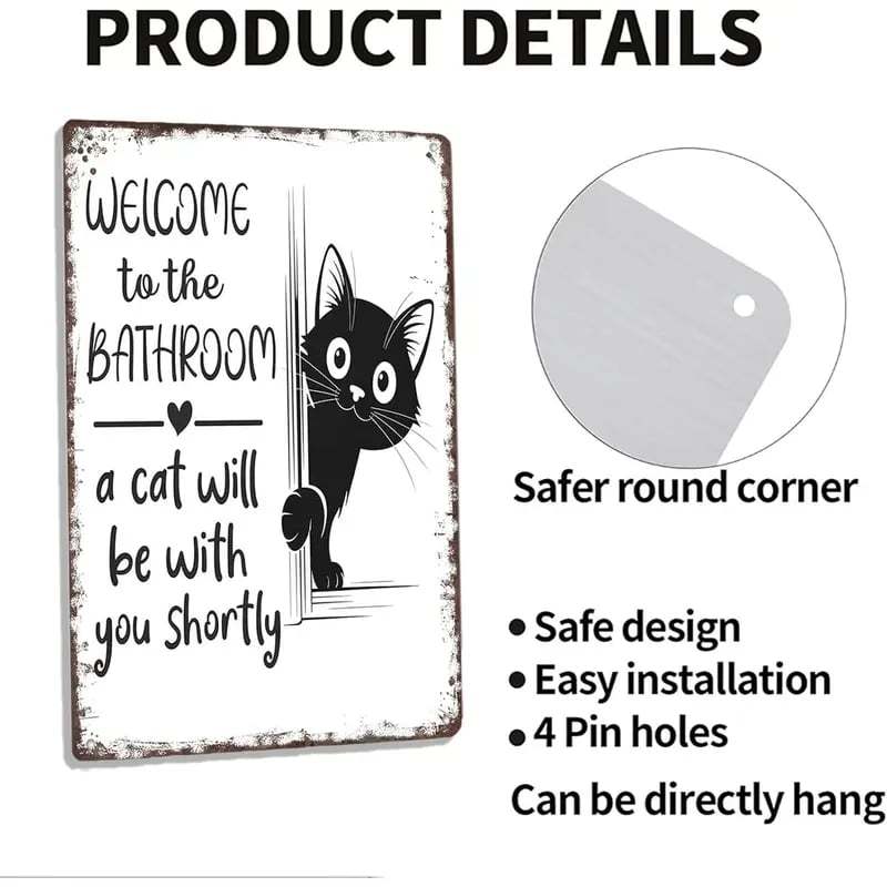 Vintage Black & White Cat Wall Art
