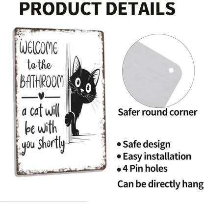 Vintage Black & White Cat Wall Art