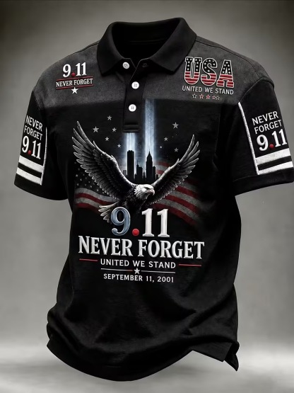 Men's 9.11 Memorial Never Forget Print Polo Shirt