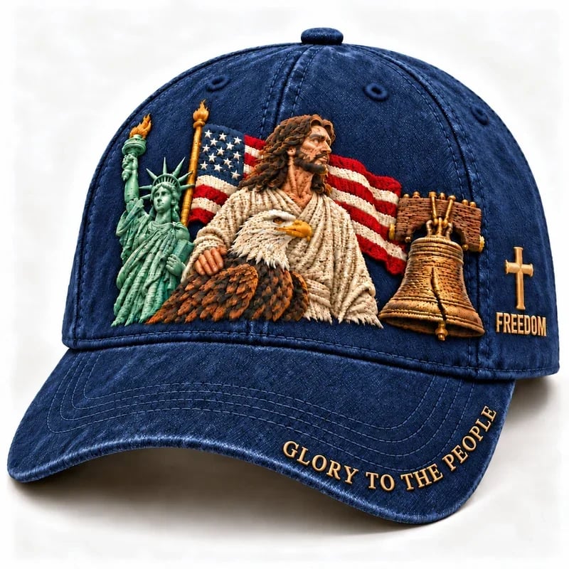 Blue Faith and Freedom embroidered cap