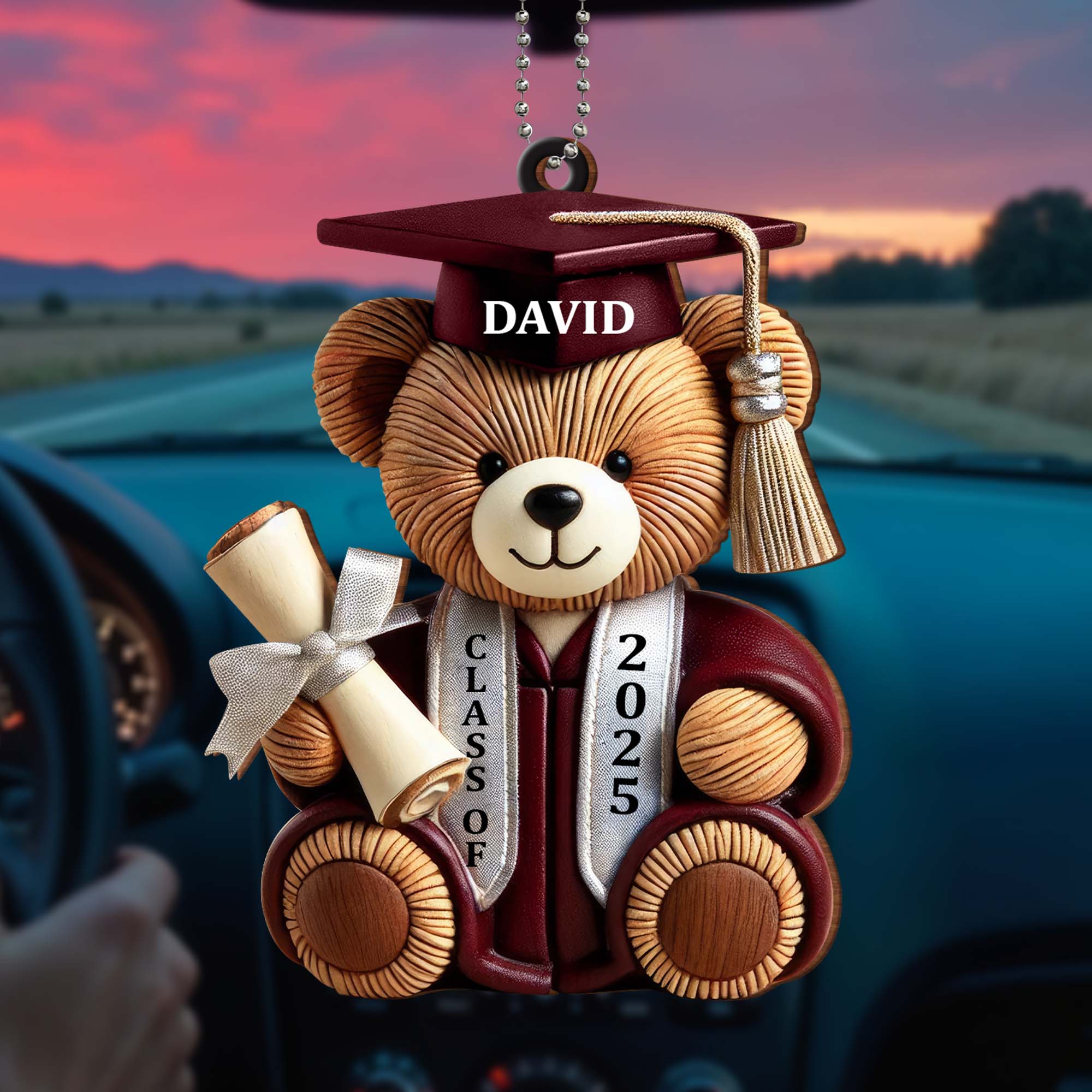 Graduation Wishes Teddy Bear - Personalized Custom Wood Ornament - Gift For Graduates
