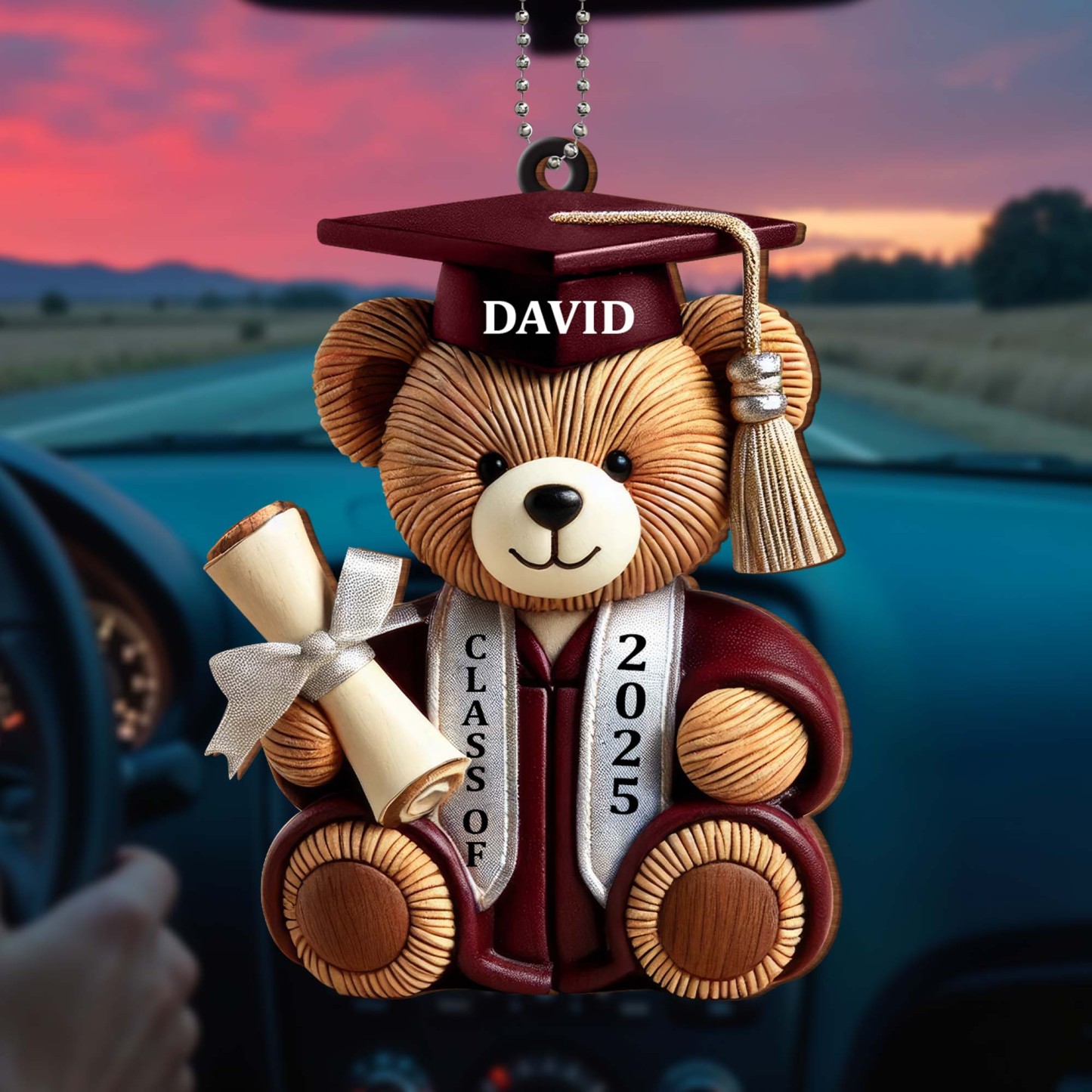 Graduation Wishes Teddy Bear - Personalized Custom Wood Ornament - Gift For Graduates