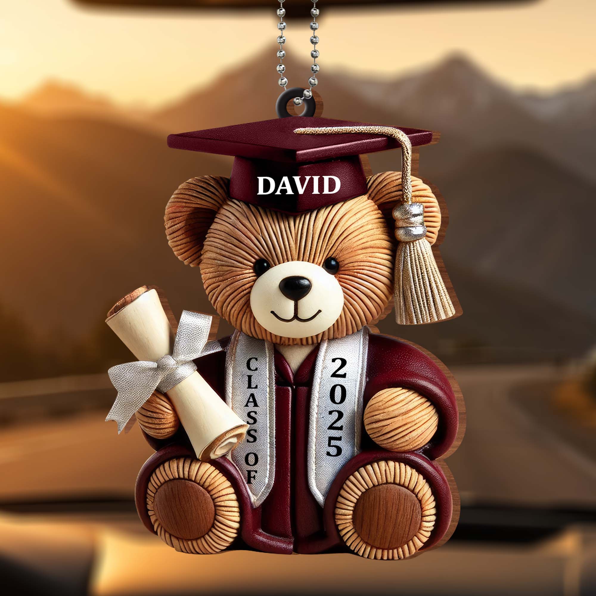 Graduation Wishes Teddy Bear - Personalized Custom Wood Ornament - Gift For Graduates