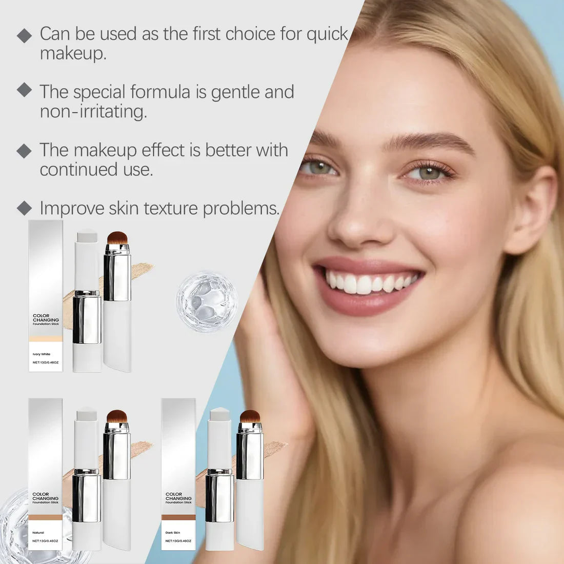 🔥Your gift💥NEW & Upgraded💥 The most popular cosmetics at present-Korean Color-Changing Foundation Stick2.0