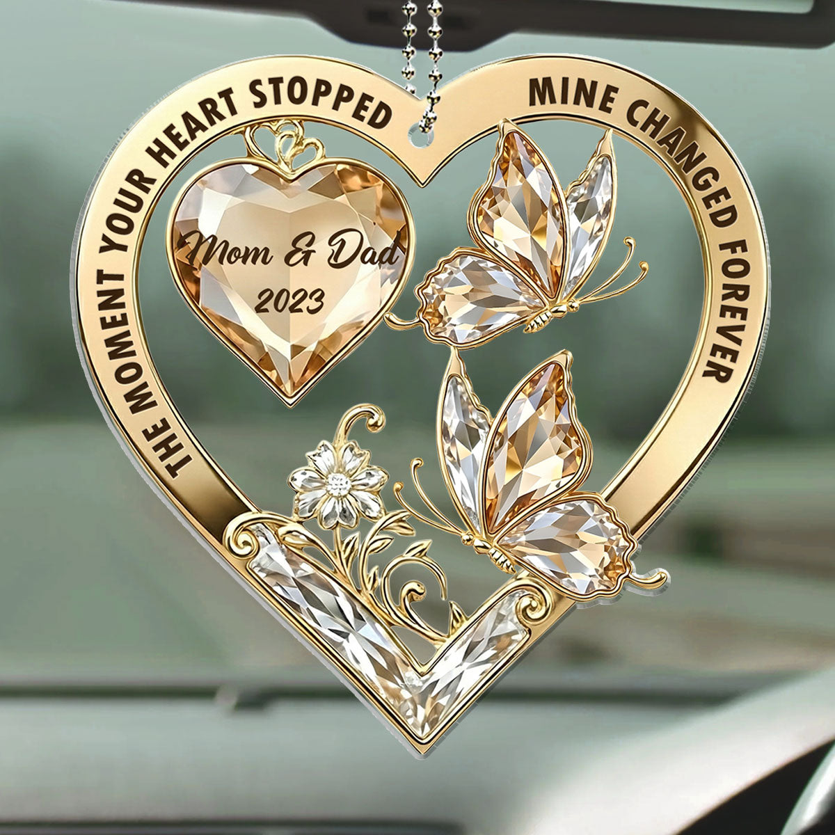 The Moment My Heart Changed Forever - Personalized Custom Car Ornament