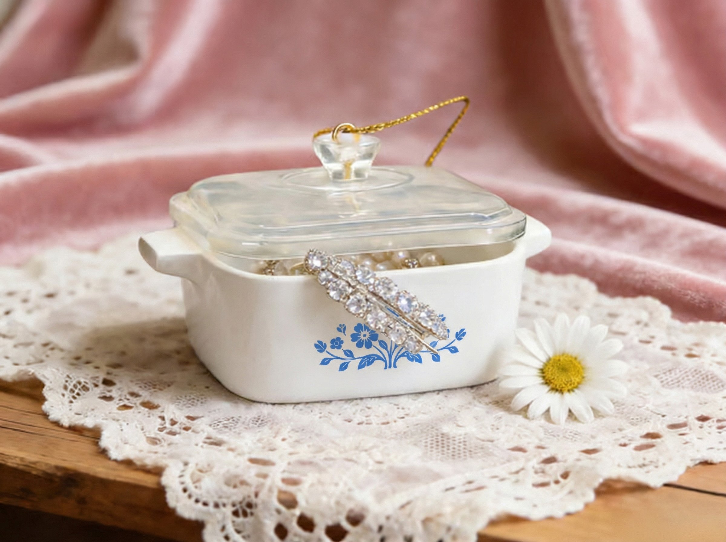 🎁Retro Gooseberry Trinket Box – Vintage Pyrex-Style Casserole Design💕