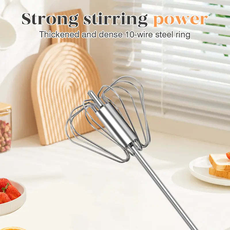 Stainless Steel Hand-Push Rotary Whisk