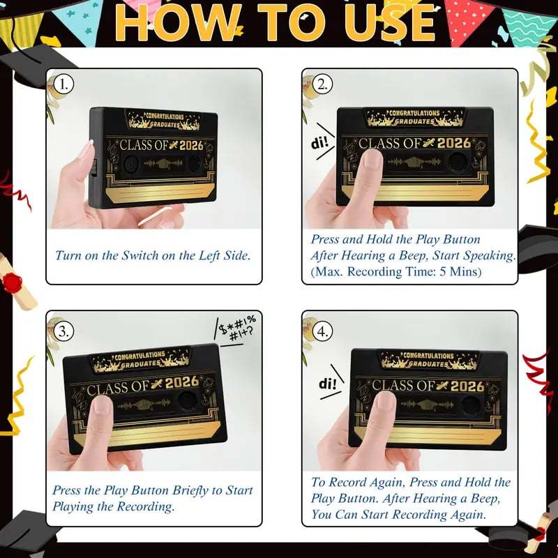 🔥Hot Sale 49% off🌟📼 Class of 2026 Custom Voice Guestbook Anniversary Gift
