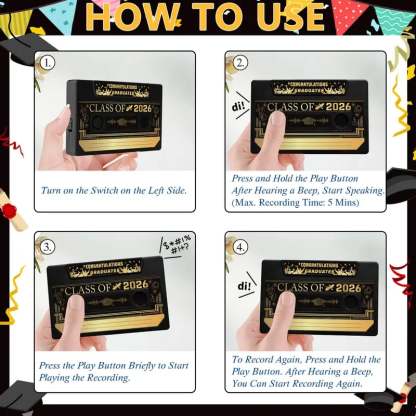 🔥Hot Sale 49% off🌟📼 Class of 2026 Custom Voice Guestbook Anniversary Gift