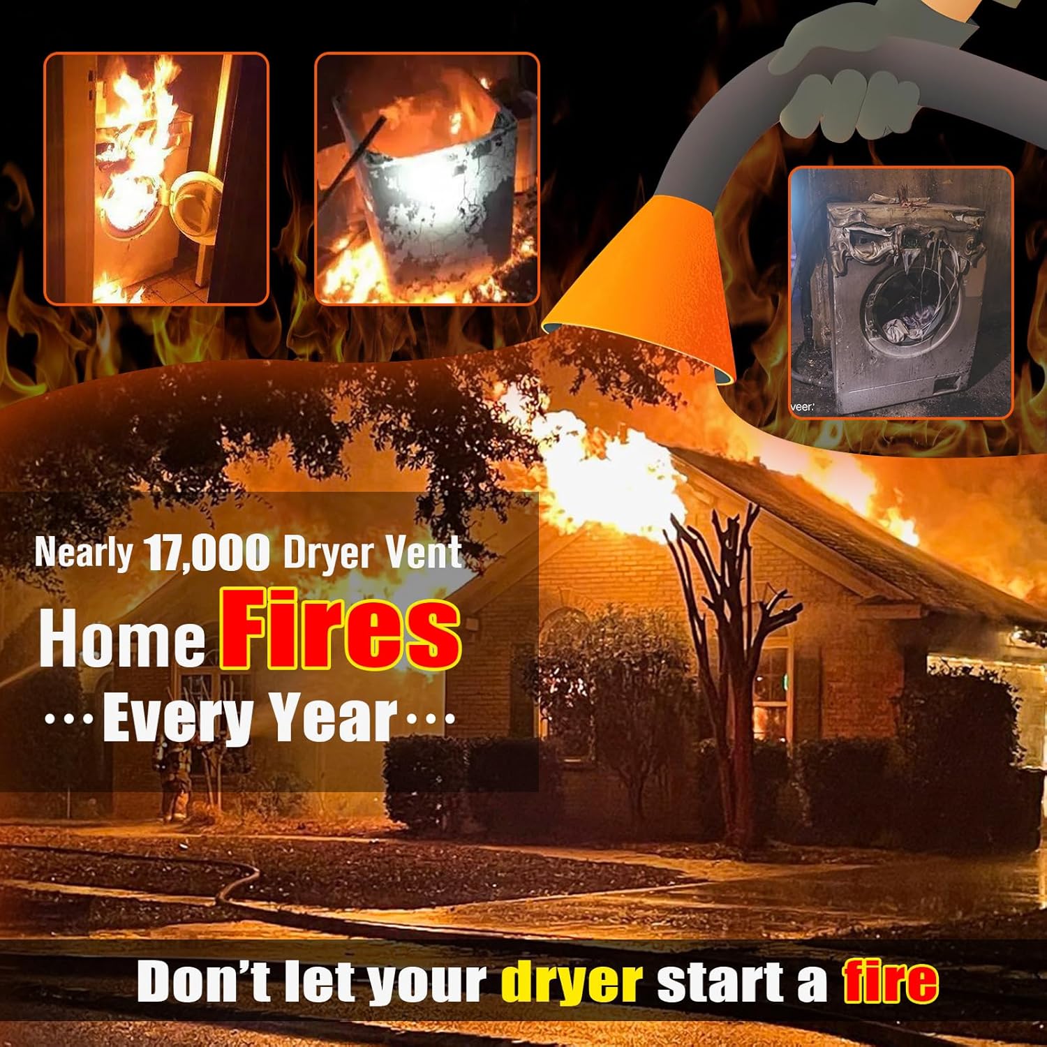 Sealegend Dryer Vent Cleaner Kit Vacuum Hose Attachment Compatible with Most Vacuum Cleaner, Quickly Lint Remover Cleaning Supplies