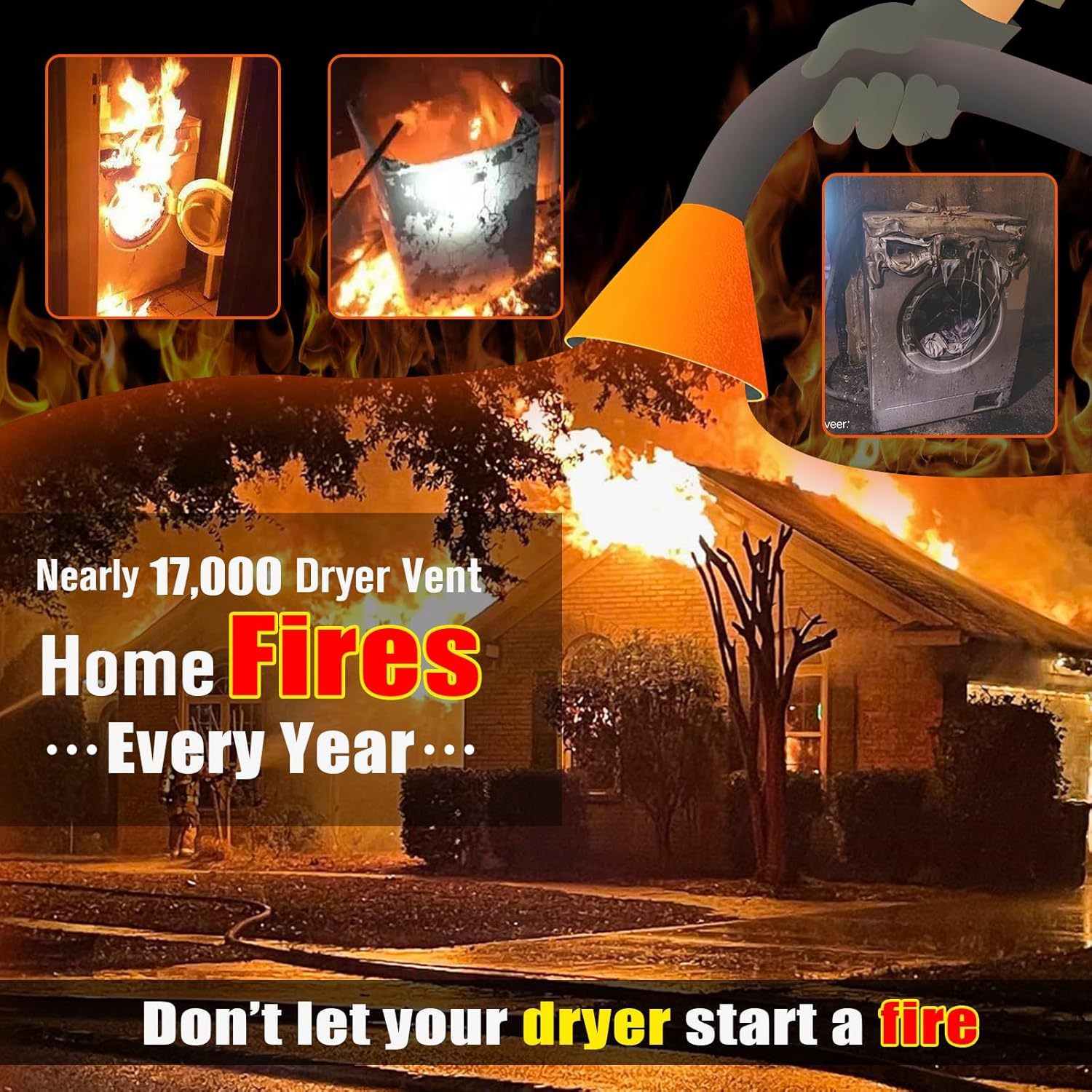 Sealegend Dryer Vent Cleaner Kit Vacuum Hose Attachment Compatible with Most Vacuum Cleaner, Quickly Lint Remover Cleaning Supplies