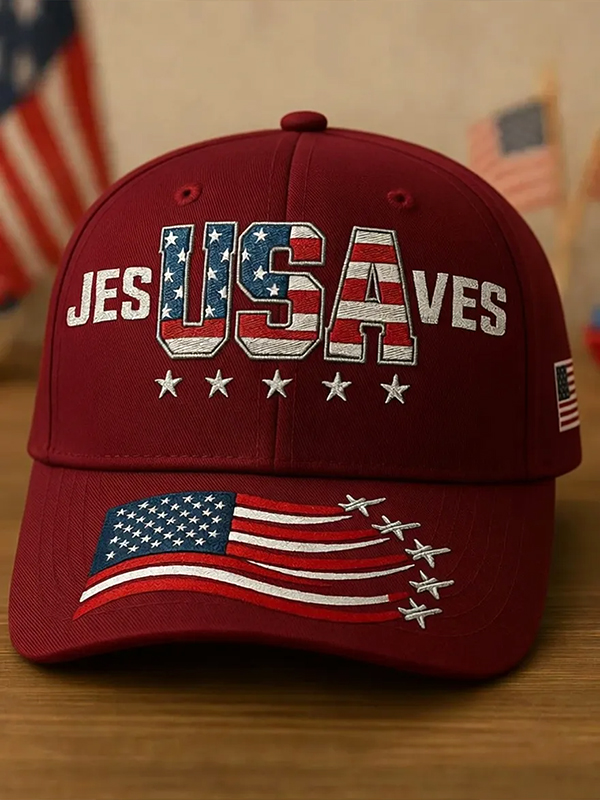 Men's Jesus Saves USA Art Print Baseball Cap