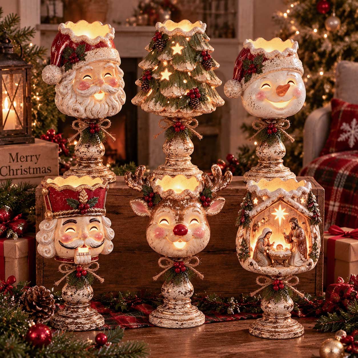🎄 Christmas Heirloom Glow Candle Holder Collection