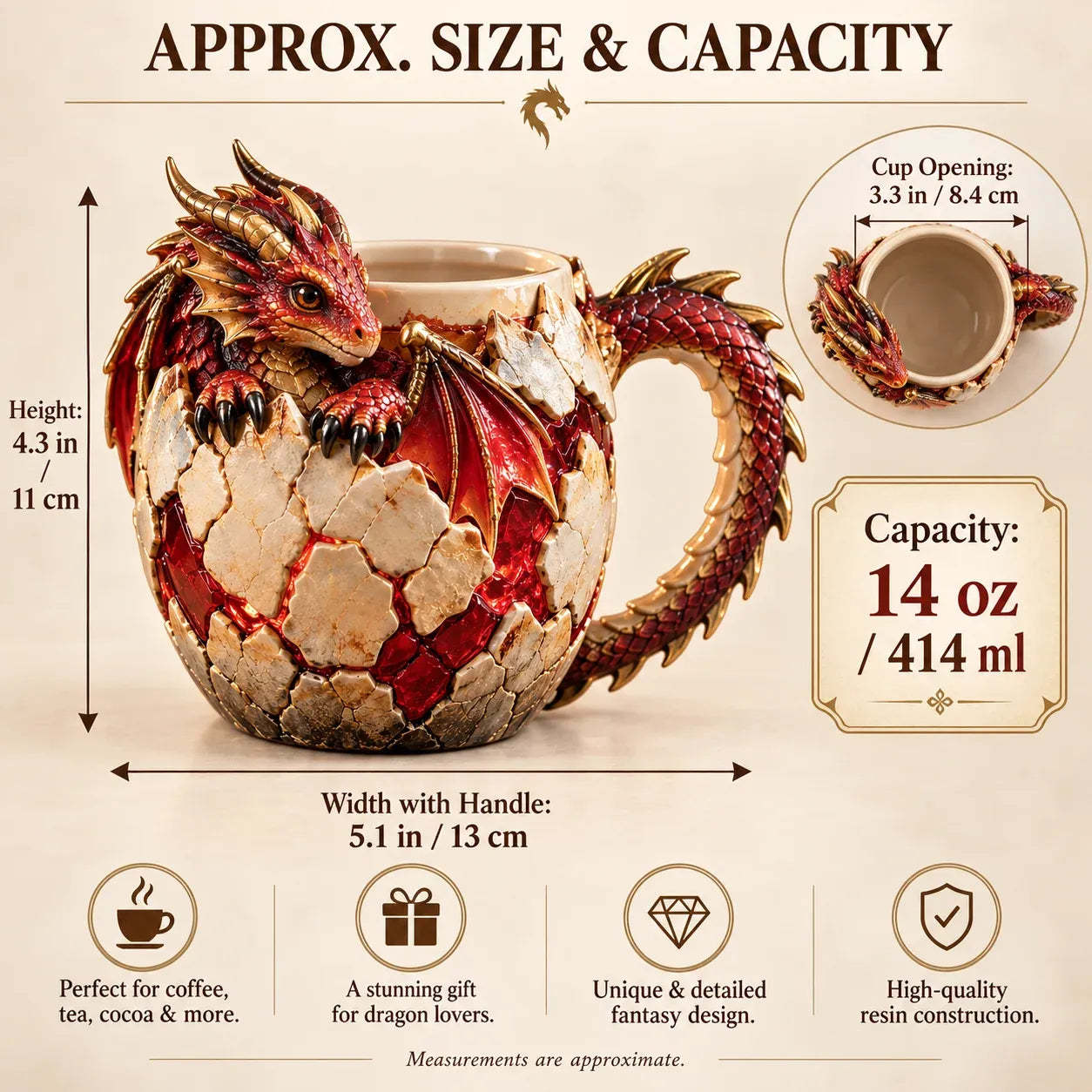 ⏳ Last Day 50% OFF – 🐉 Dragonbound Realms™ Sculpted Dragon Mug Collection | 6 Fantasy Realm Designs with Raised 3D Dragon Details ☕
