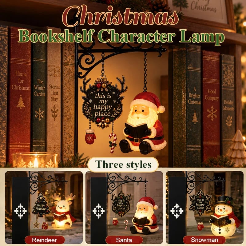 ⏳ Last Day 49% OFF – 🎄Christmas Bookshelf Character Lamp | Warm LED Shelf-Side Décor in Santa, Reindeer & Snowman Styles for Bookshelves, Cabinets & Cozy Holiday Corners ✨
