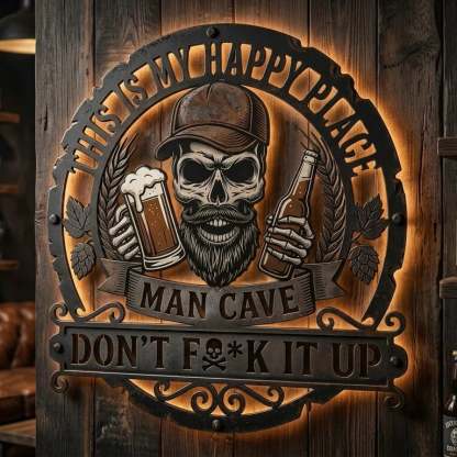 💀🍺Funny Skull Man Cave Metal Wall Sign