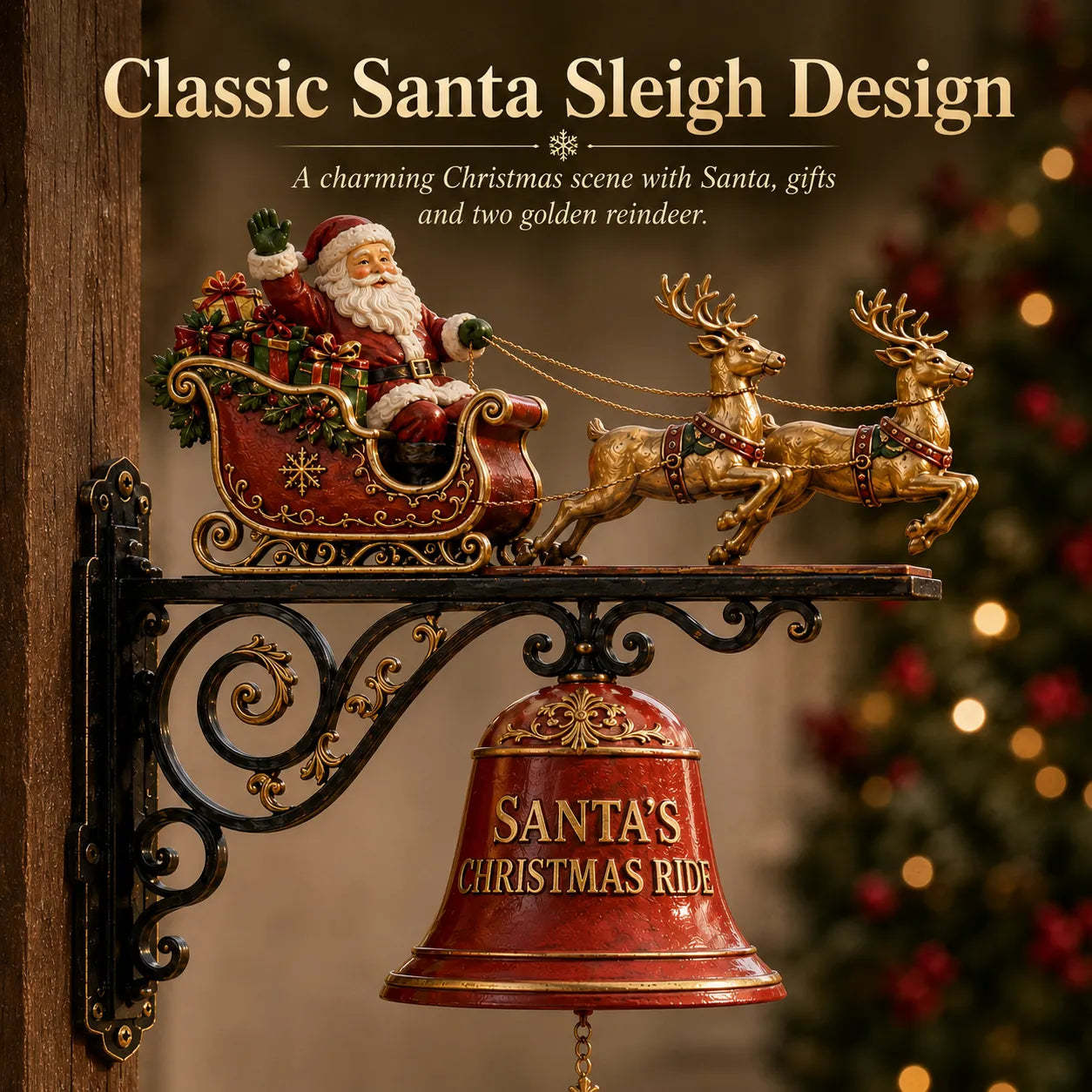 🎅🎄Santa Sleigh with Reindeer & Bell | 3D Christmas Outdoor Decoration