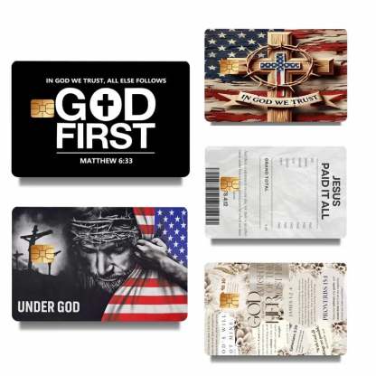 🔥Flash Sale 49% OFF - 💳✝️ Faith & Patriot Card Sticker Set – Inspirational Credit Card Stickers with Cross & Scripture Designs