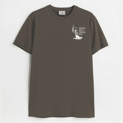 SHOOTING GUNS AND SPREADING BUNS Skull with Sexy Lady Print T-shirt