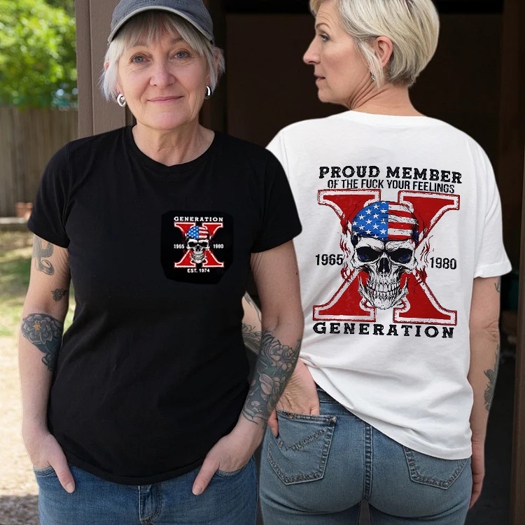 Custom Est Year Gen X Skull Proud Member Fck Your Feelings Generation Shirt