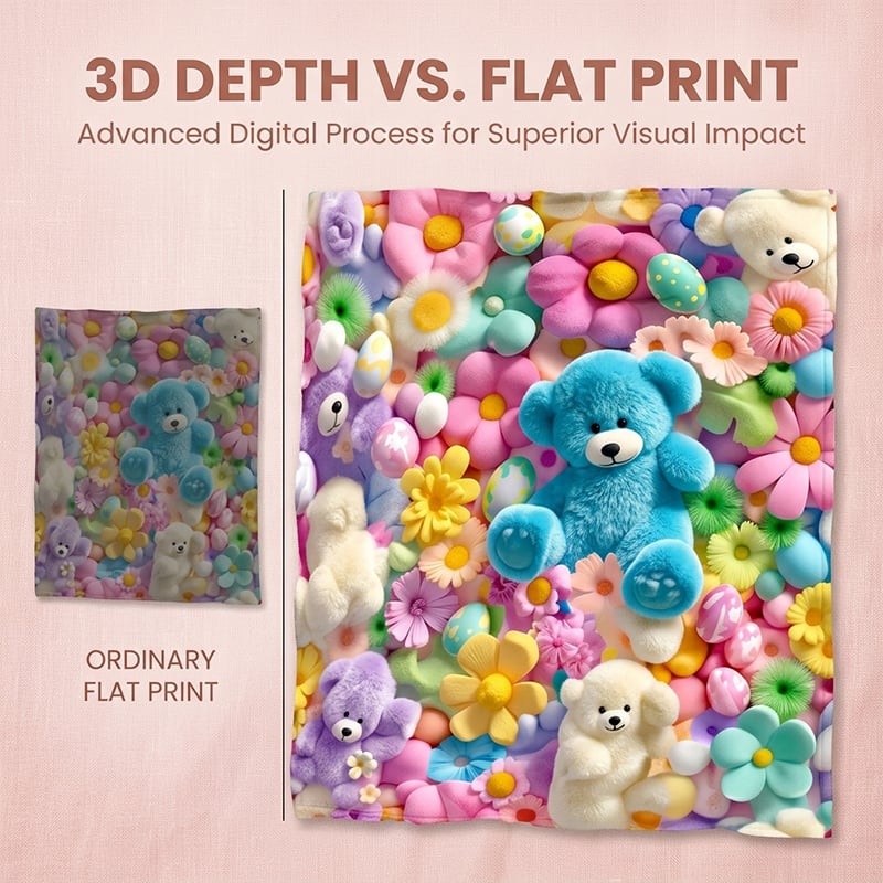 3D depth visual compared with a flat decorative print