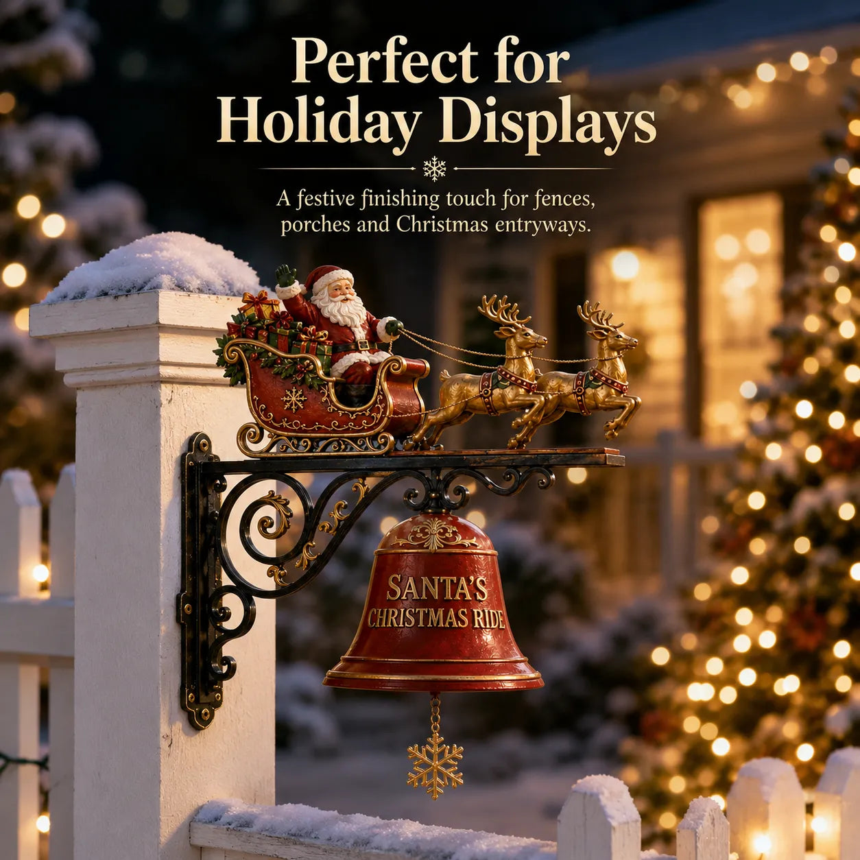 🎅🎄Santa Sleigh with Reindeer & Bell | 3D Christmas Outdoor Decoration