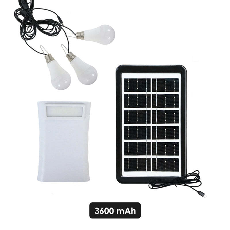 Solar Powered LED Lighting System with 3 Bulbs