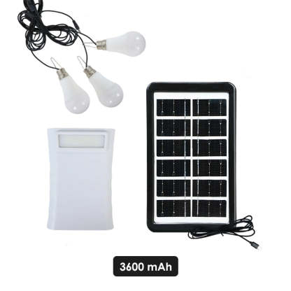 Solar Powered LED Lighting System with 3 Bulbs