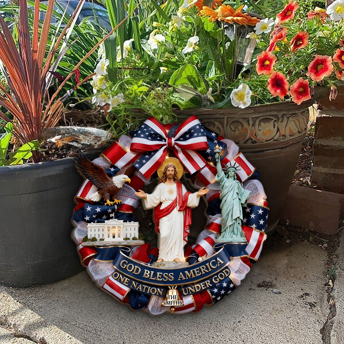 God Bless America - Personalized Wooden Door Sign