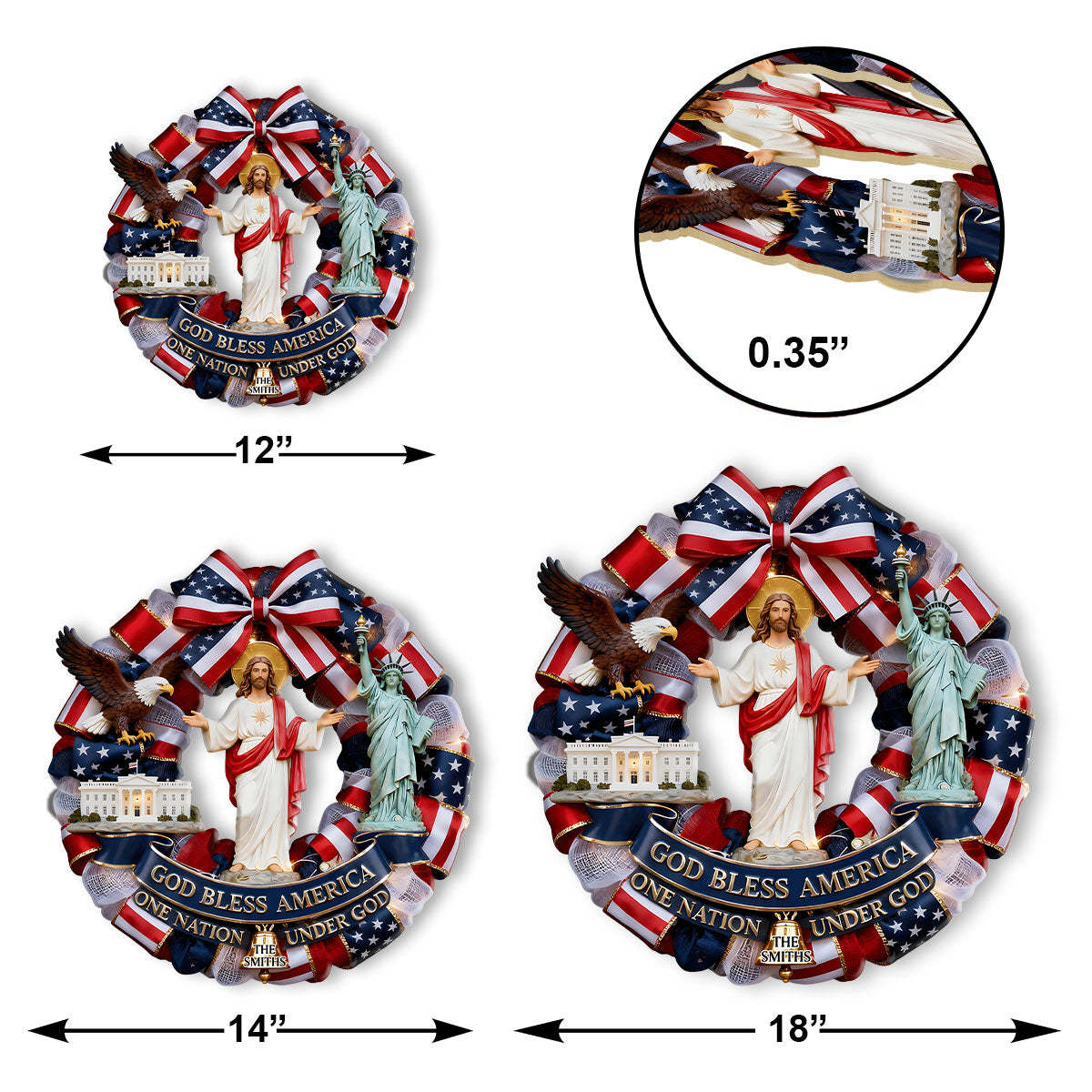 God Bless America - Personalized Wooden Door Sign