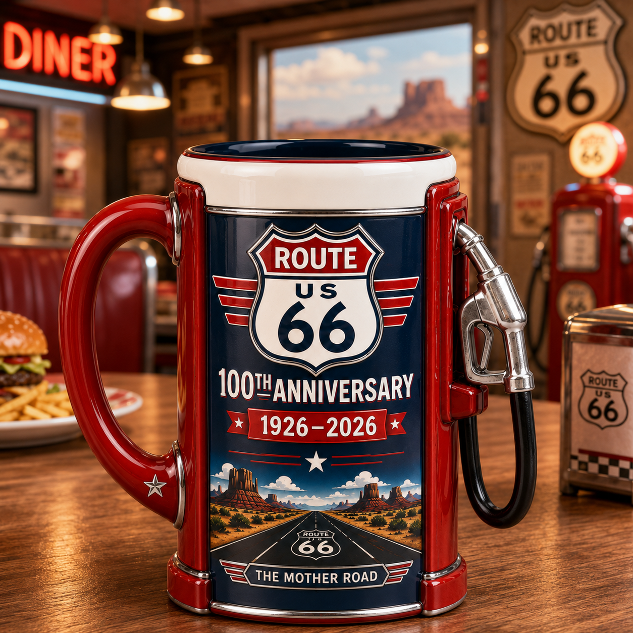 Route 66 Gas Station Shaped Mug