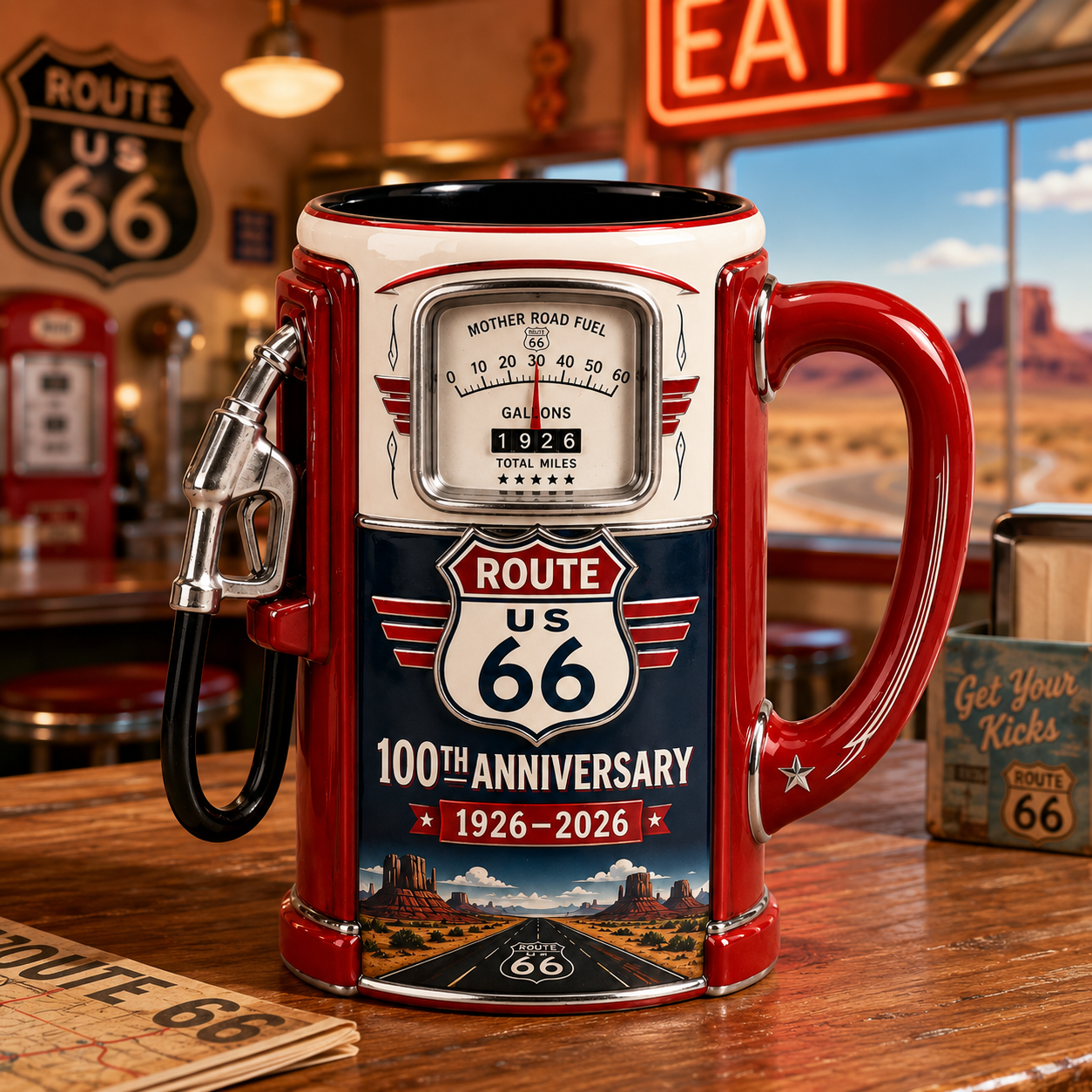 Route 66 Gas Station Shaped Mug