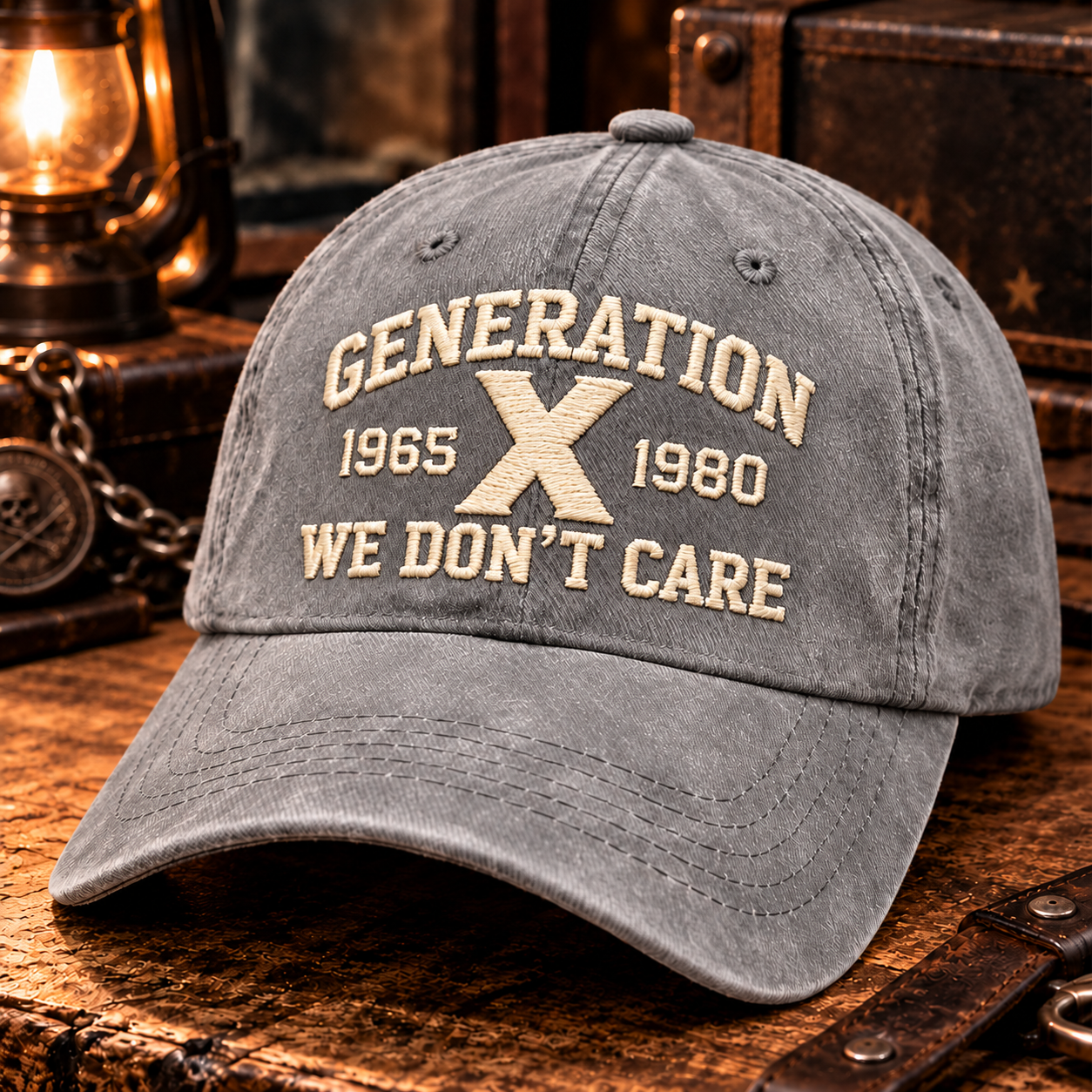 Gen X We Don't Care Embroidery Cap