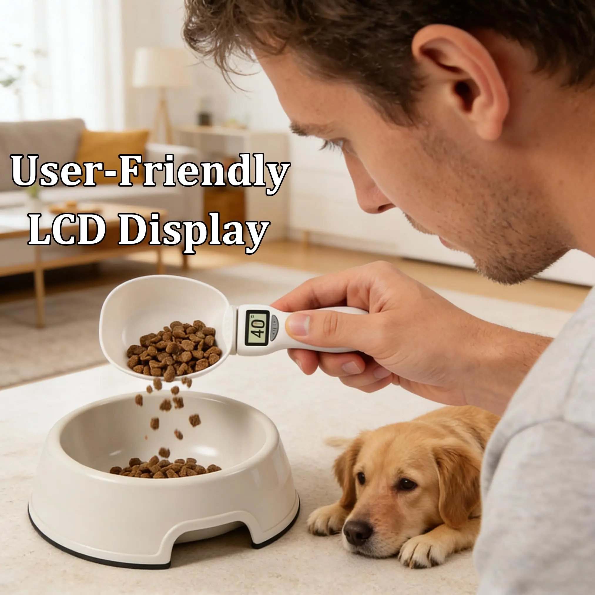 Digital spoon scale with LCD and pet food