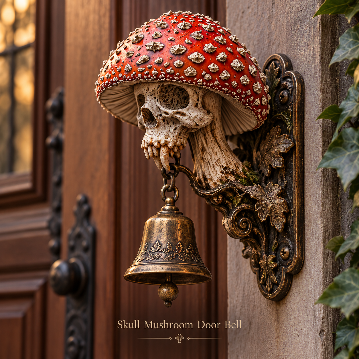 Skullcap Guardian Gothic Mushroom Skull Door Bell