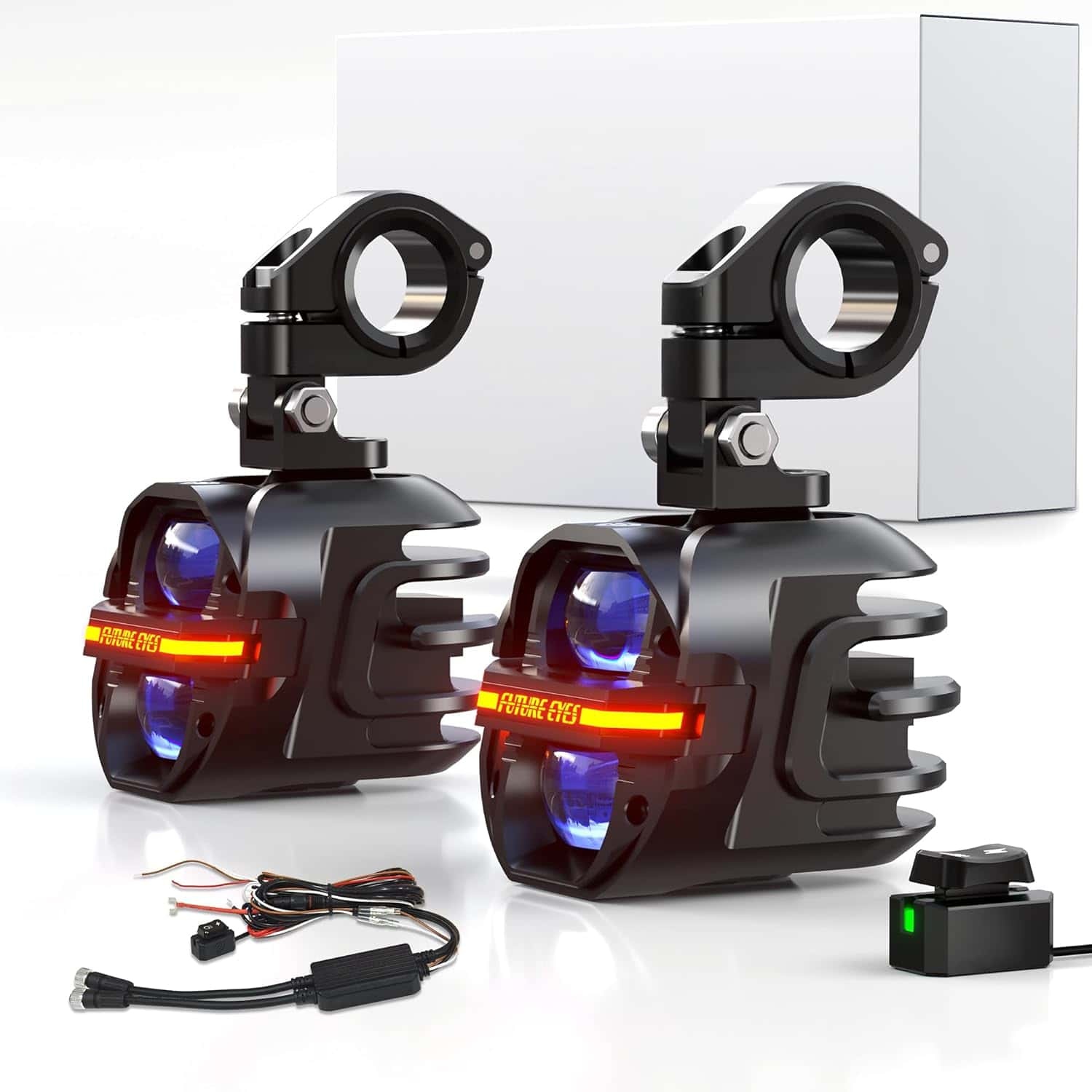 Motorcycle Fog Light | 120W LED Amber Auxiliary Light | DRL & Strobe |