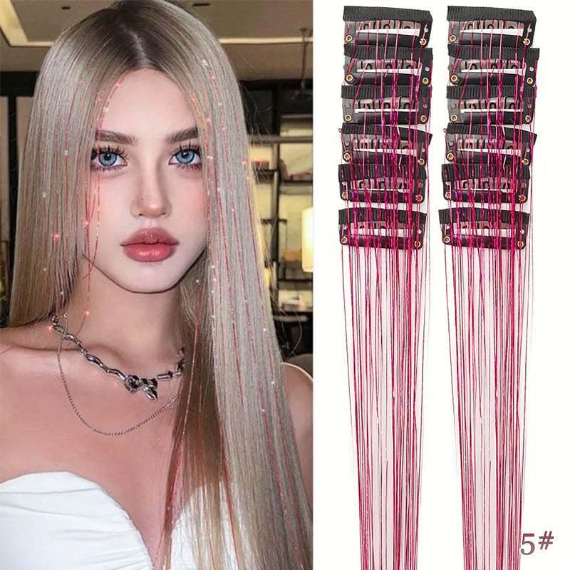 🔥Last Day 49% OFF ✨Clip-in Tinsel Hair Extensions(A set of 12 pieces)