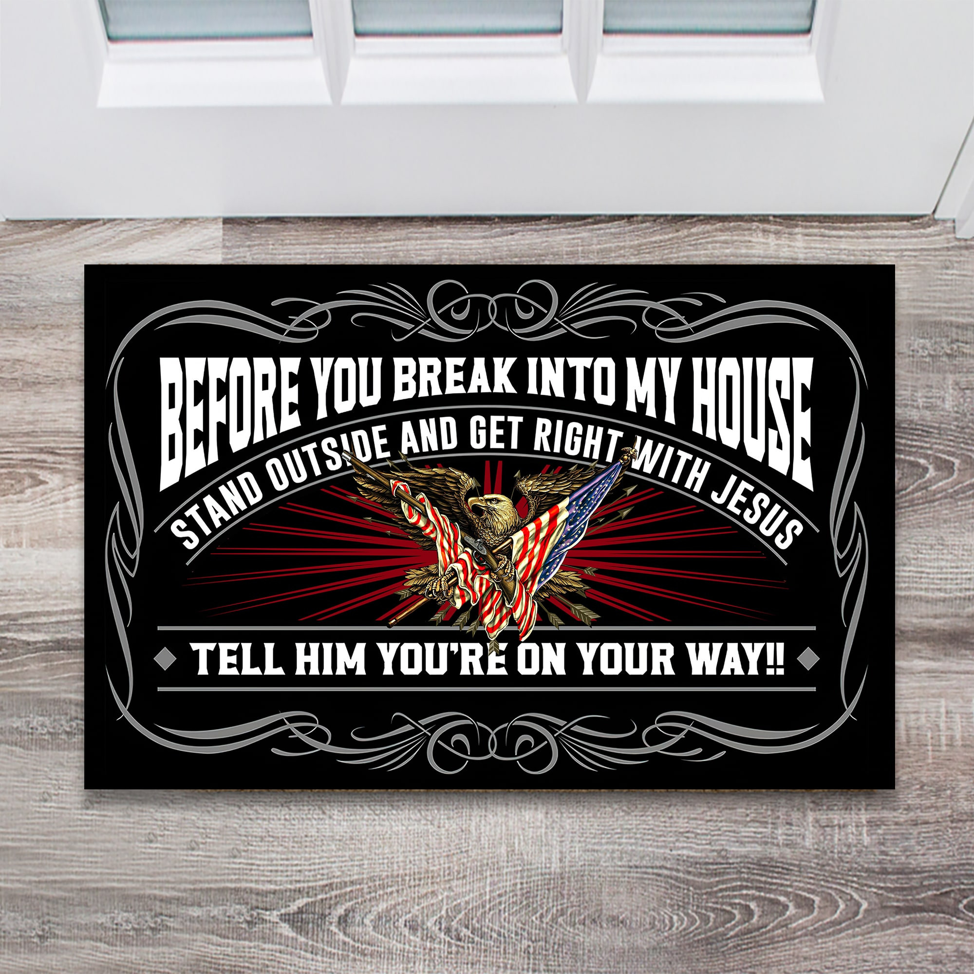 Before You Break Into My House US Veteran Doormat
