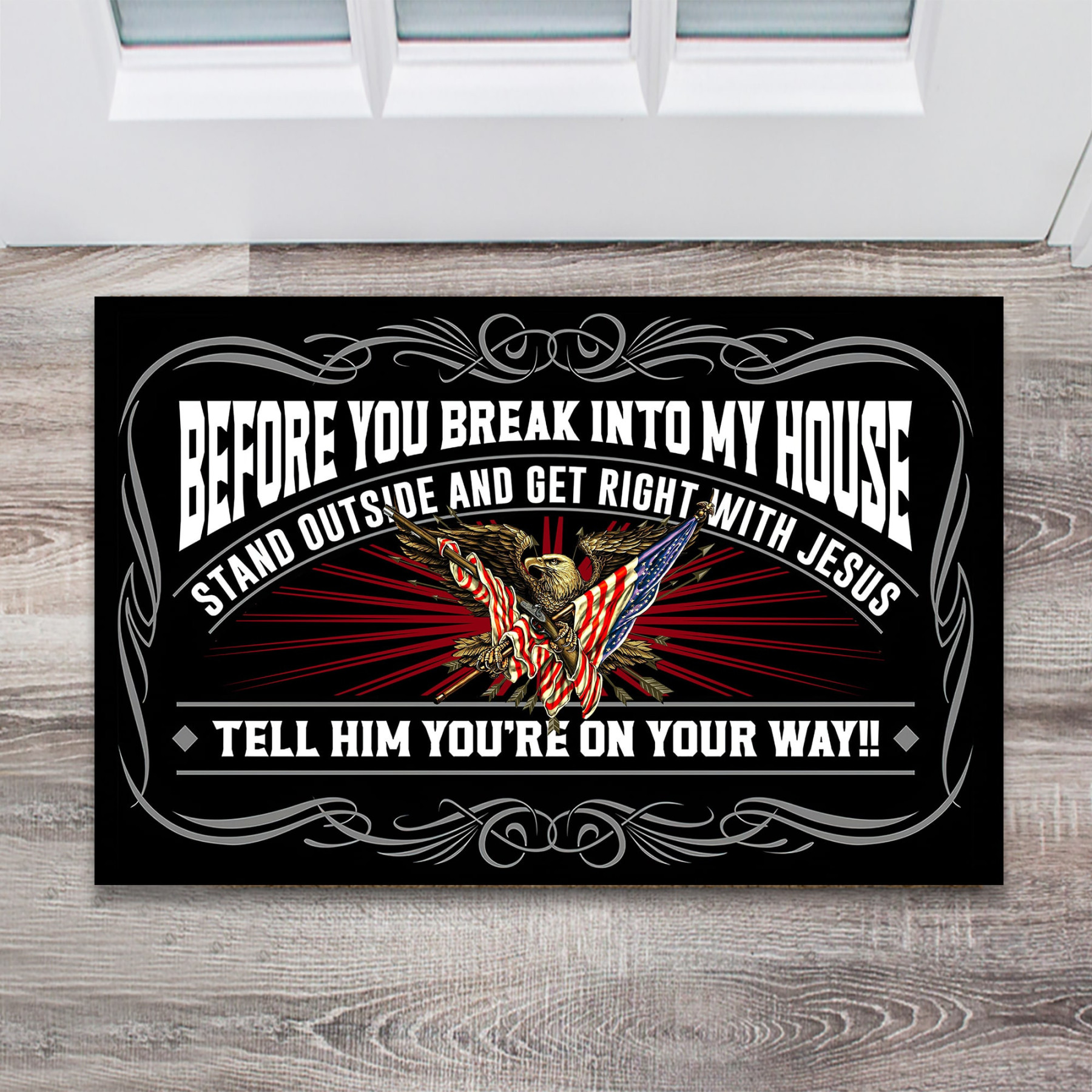Before You Break Into My House US Veteran Doormat