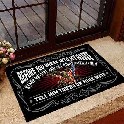 Before You Break Into My House US Veteran Doormat