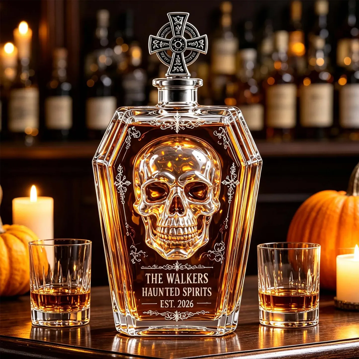 💀 The Gothic Skull Cross Decanter