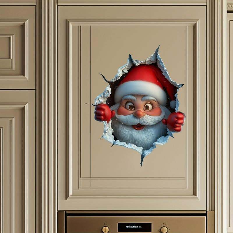 🎄🎅Christmas Creative Wall Sticker, Santa Claus Cartoon Design, Holiday Home Decor