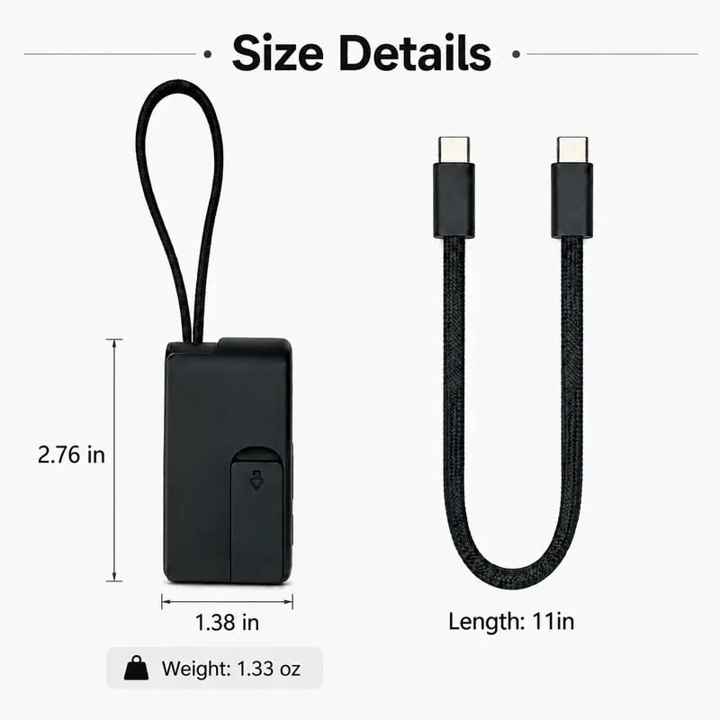 🧳 Basemo Pocket Tech Companion – All-in-One Travel Tech Kit with Built-In USB-C Cable, Lightning & Micro Adapters, Fast Charging, 480Mbps Data Sync, SIM/TF Card Slots & Phone Stand for EDC Travel & Office