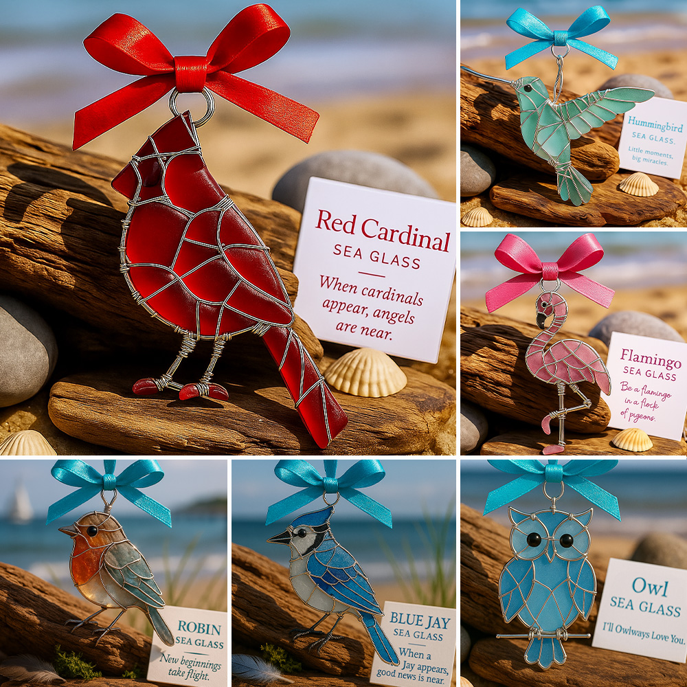 Handmade Sea Glass Bird Ornament