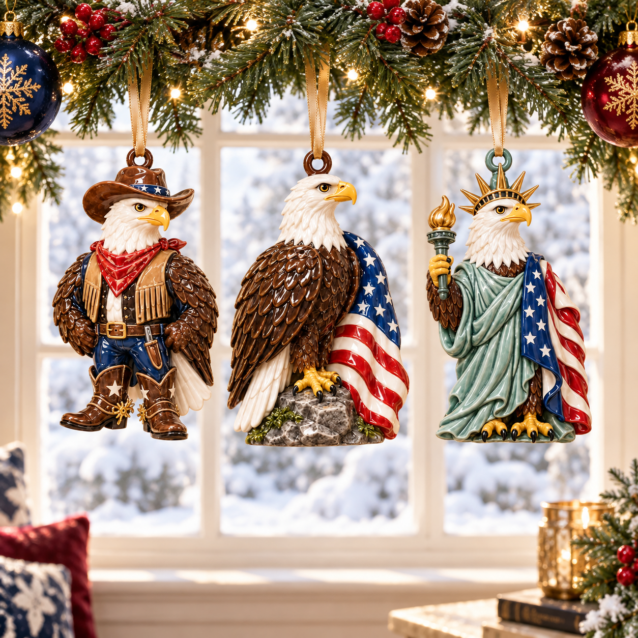 🦅 2026 Patriotic Bald Eagle Christmas Ornaments