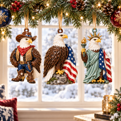 🦅 2026 Patriotic Bald Eagle Christmas Ornaments