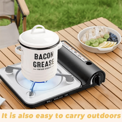 Bacon grease 6pc set 46 oz bacon grease container with strainer and food-grade silicone spatula-Two sponges