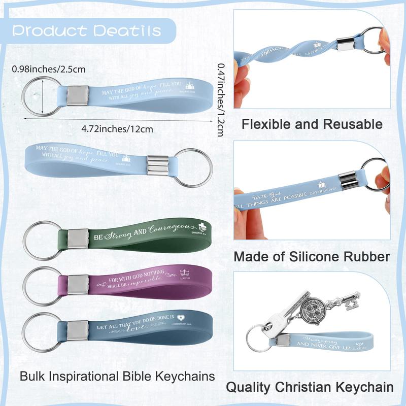 24/36/100Pcs Bible Verse Keychain Christian Trendy Keychain Wristlet for Men and Women Religious Party Gift Inspirational Christian Gifts for Students Teacher Back to School Gift Religious Baptism Gift