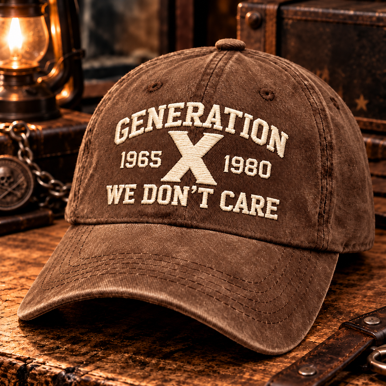 Gen X We Don't Care Embroidery Cap