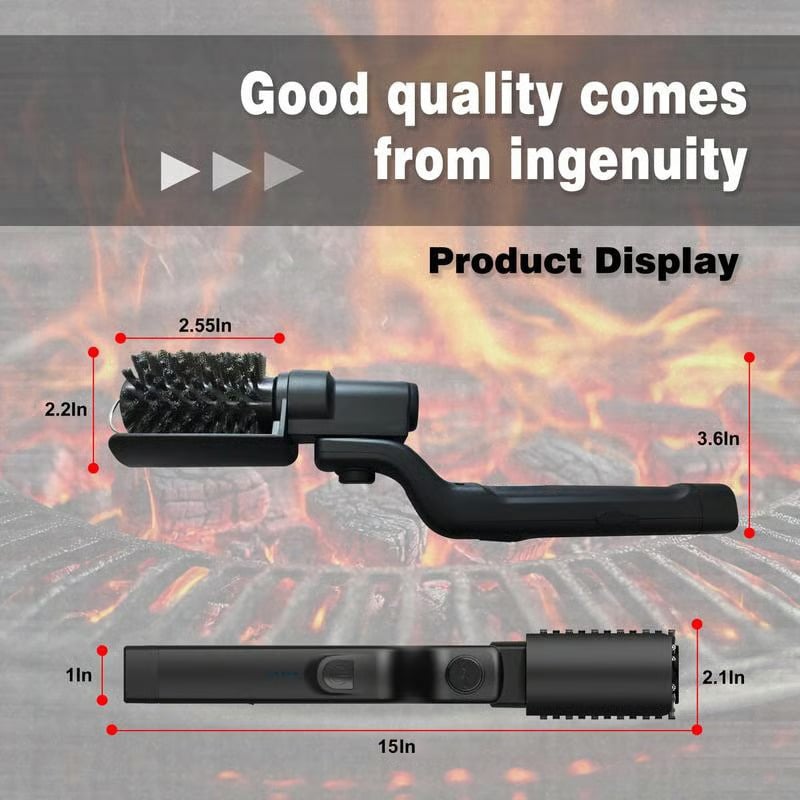 🔥Electric BBQ Grill Brush Cordless and Rechargeable Stainless Steel Bristles,Two Cleaning Brushes,Adjustable Angle